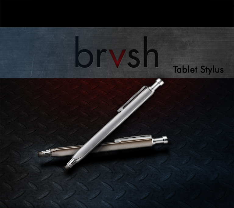 brvsh Tablet Stylus. A beautiful and functional stylus for artists, students, and anyone else that wants to unleash the true potential of their touchscreen device. Works on all capacitive touchscreens, including the iPad, iPod Touch, iPhone, Droid, and most other smartphones and tablet computers.